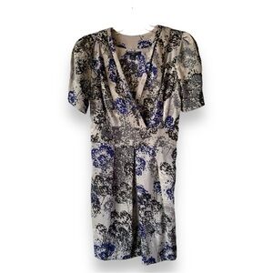 Banana Republic Women's Size 4P V Neck Pleated Wide Waist Band Dress Mul…